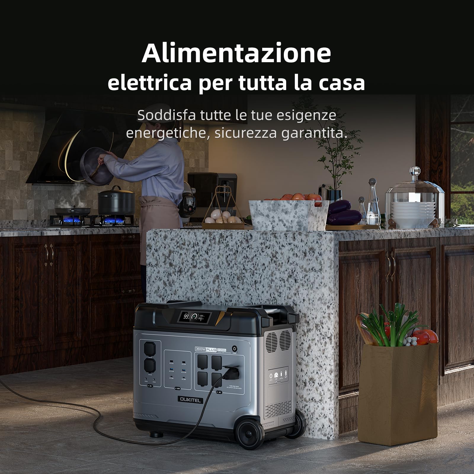 OUKITEL P5000PLUS 3600W/5120Wh Generatore Solare con 2 Pannello 500W