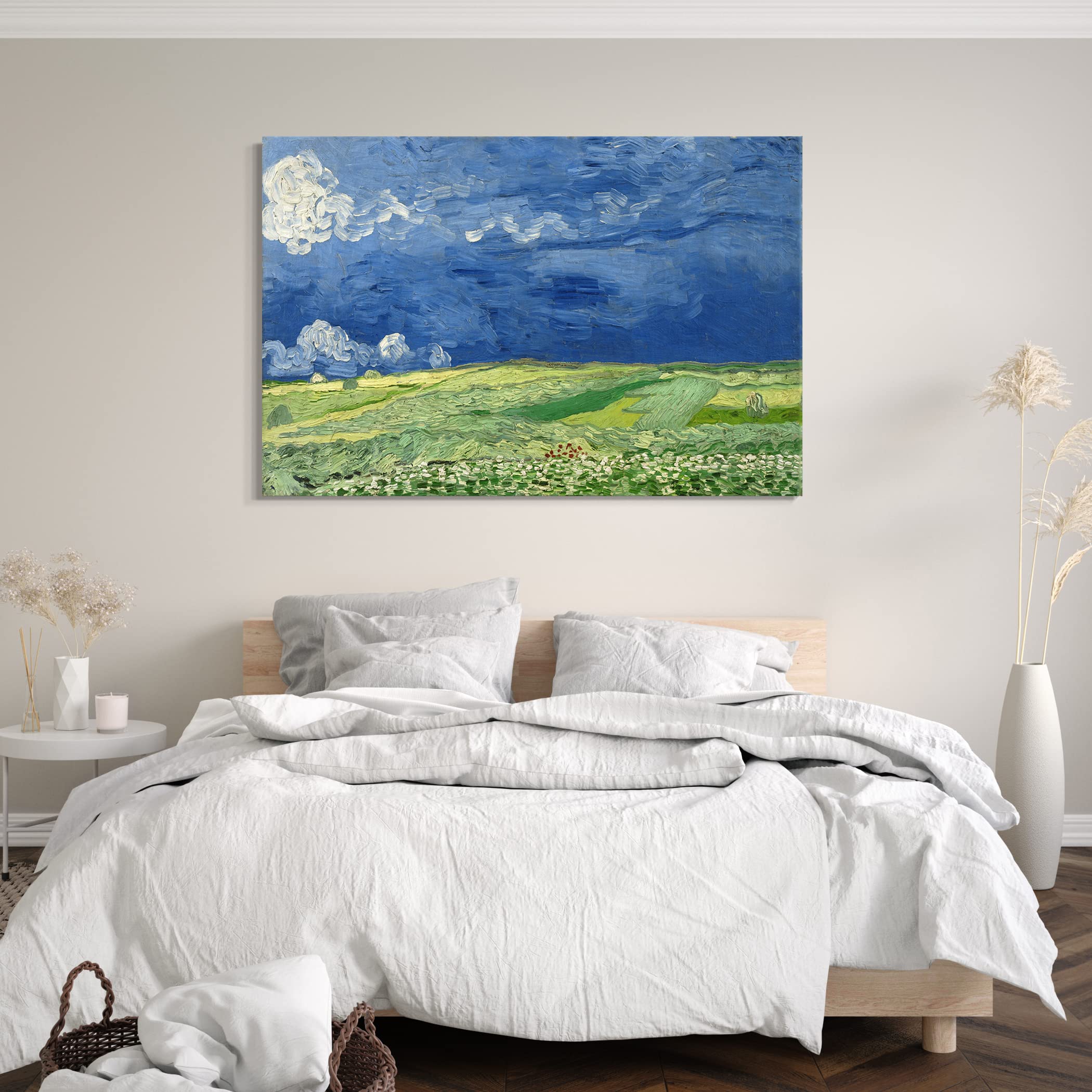 Printed Paintings Impression sur Toile (80x60cm): Vincent Van Gogh - Champ de blé sous Les Nuages
