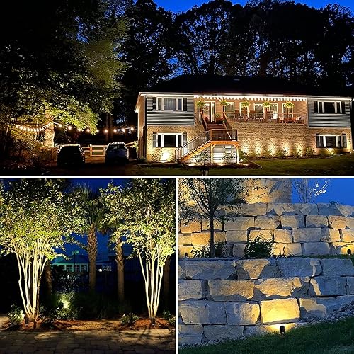 Miniatura 6 de SUNVIE Kit de iluminación LED todo en uno, paquete de 8 luces de paisaje de bajo voltaje con transformador y cable de 65 pies con certificación UL,