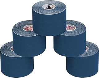 ALPIDEX 5 Rollos Cinta Kinesiología Tape 5 m x 5 cm Muchos Colores E- Book Ejemplos Aplicación Cinta Muscular Sin Látex Transpirable