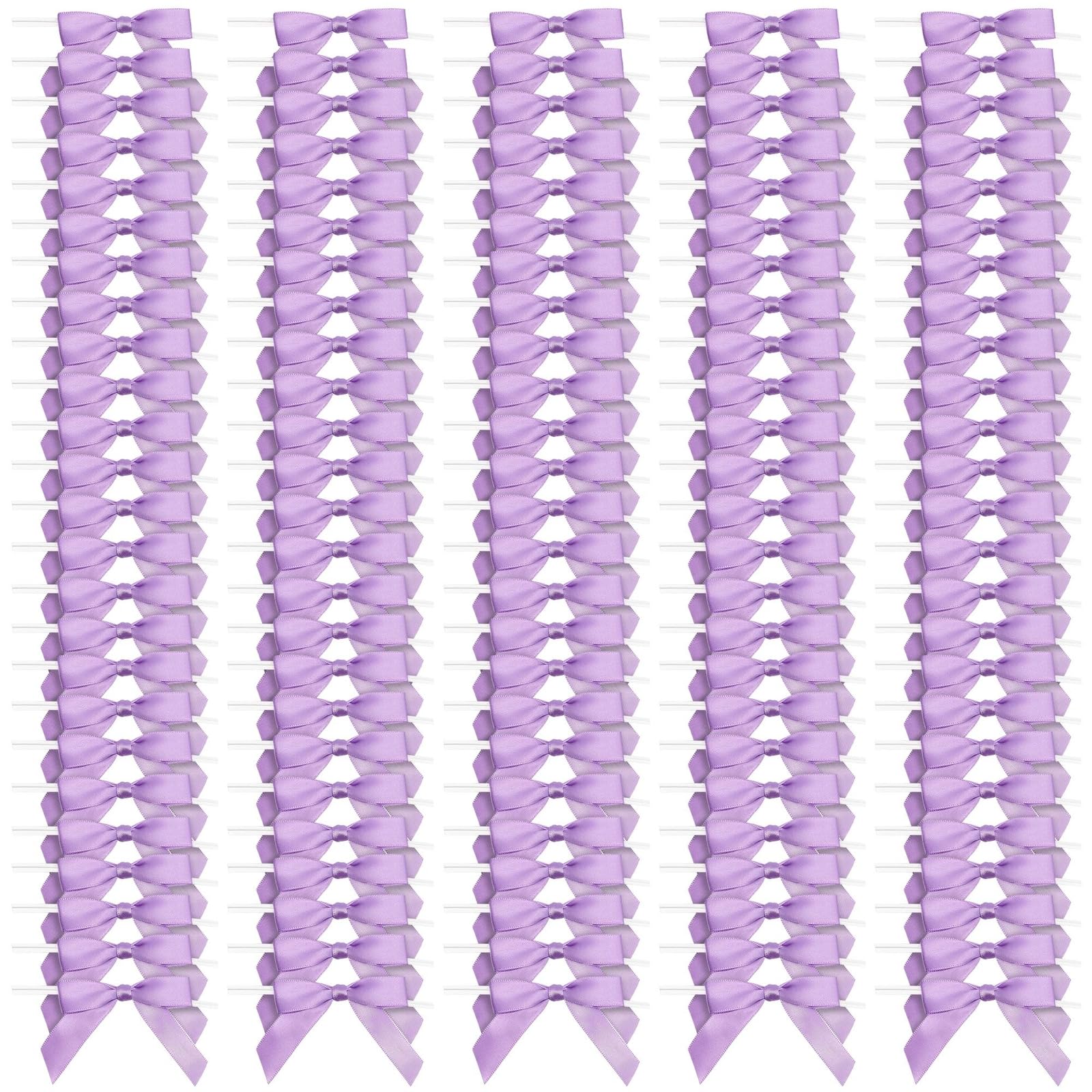 Bright Creations 100 Pack Purple Twist Tie Bows for Treat Bags, 3" Small Satin Ribbons for Craft Decoration, Gift Wrap, Themed Party Favors, Baked