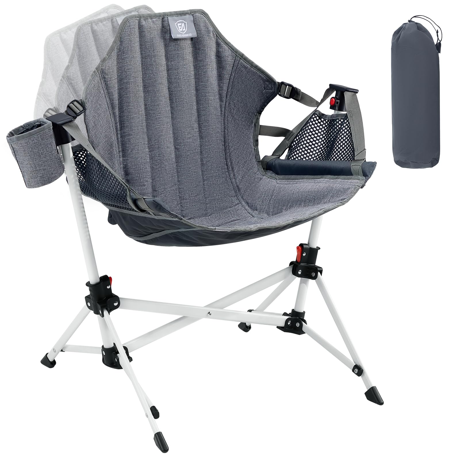 EVER ADVANCED Kids Hammock Chair Foldable, Kids Camping Chair with Stand Portable, Hammock Swing Chair with Cup Holder, Child Camping Gear Carry Bag