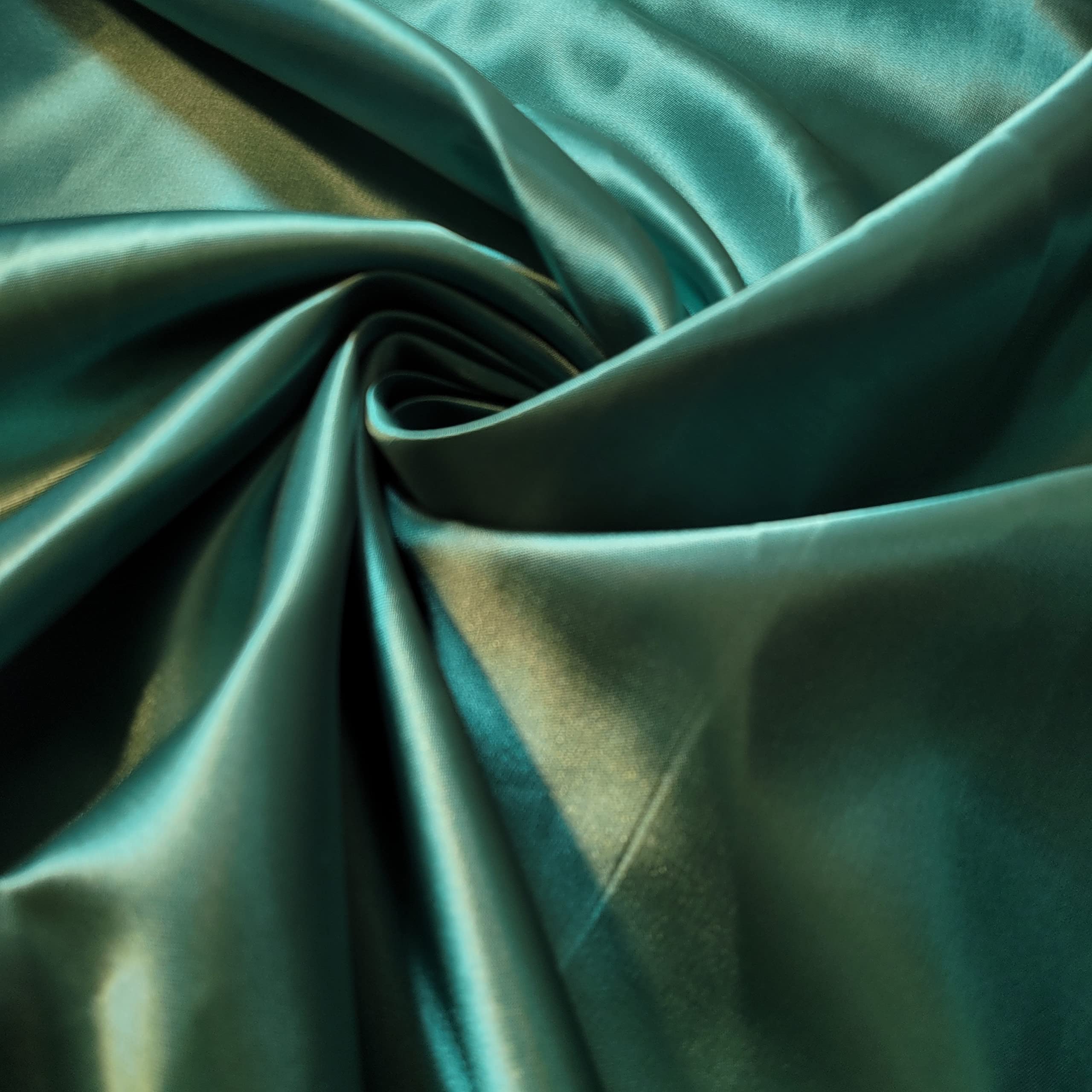 Silky Satin Fabric - Plain Solid Colour Luxury Dressmaking & Craft Material, Green, 5 Meter