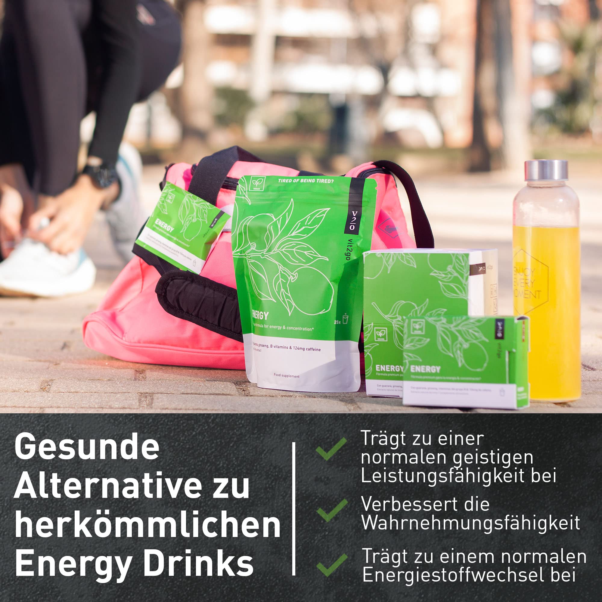 ENERGY (30 Beutel) - Energy Drink Pulver (124 mg), Guarana und Taurin, ist dein idealer Booster Energy Drink für einen sofortigen Energieschub.