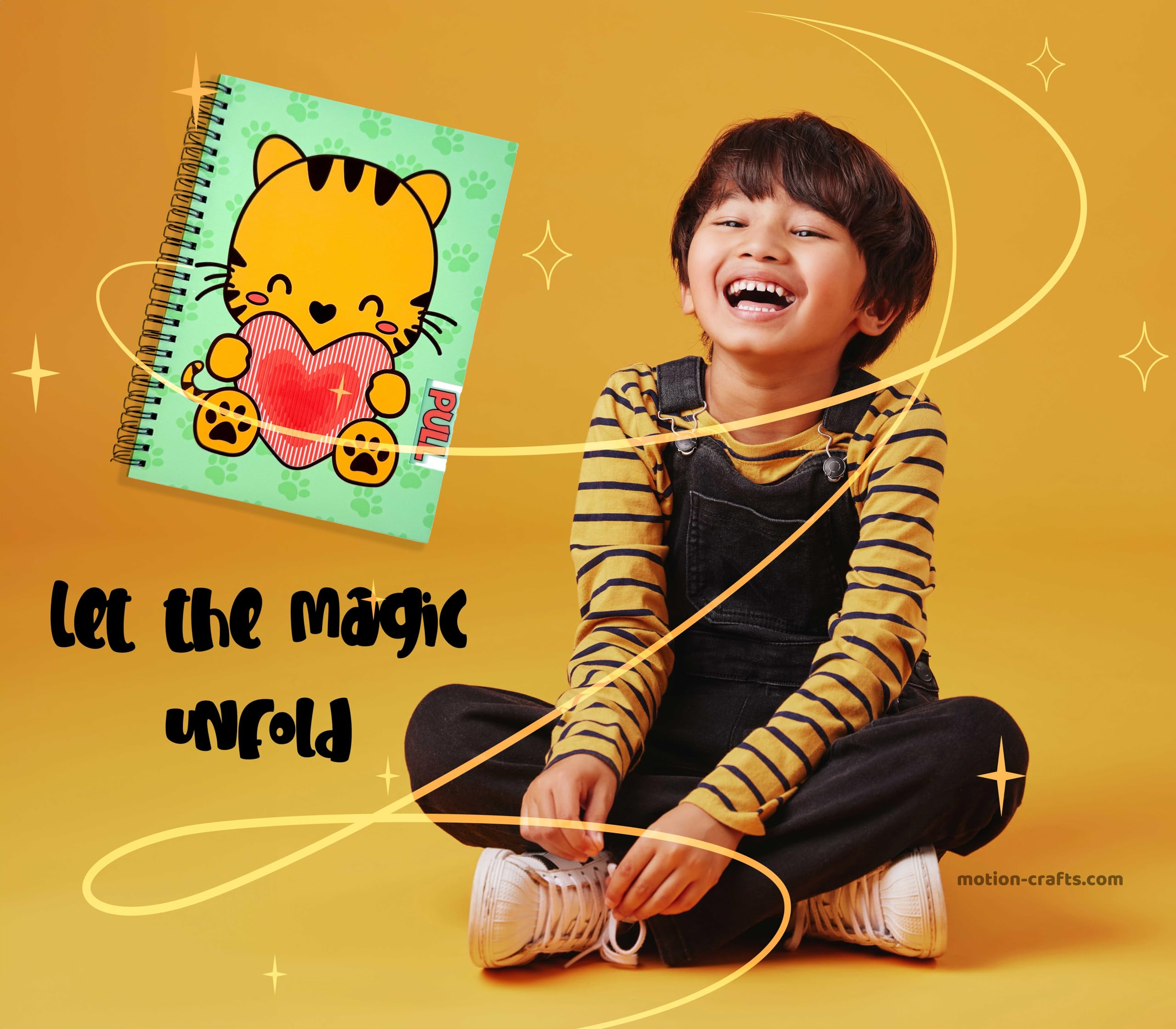 Motion Crafts Animation Notebooks | Cute Spiral Notebook | A5 Size 6.5in x 8.75in | 160 pages | 80 Sheets Smooth, durable, and bleed-resistant 90lb lined inner pages | Interactive cover that brings your imagination to life | Creative Companion for journaling, notes, or crafting (Jungle Jots)