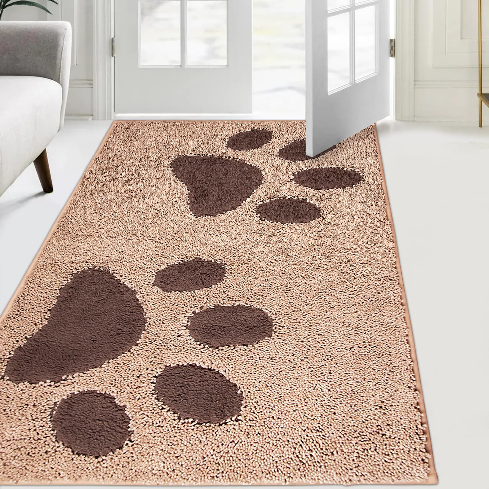 FCSDETAIL Schmutzfangmatte waschbar, Fußmatte Innen, absorbierend Fussmatte, rutschfeste Sauberlaufmatte, wetterfest Hundematte für Eingang, nasse Pfoten