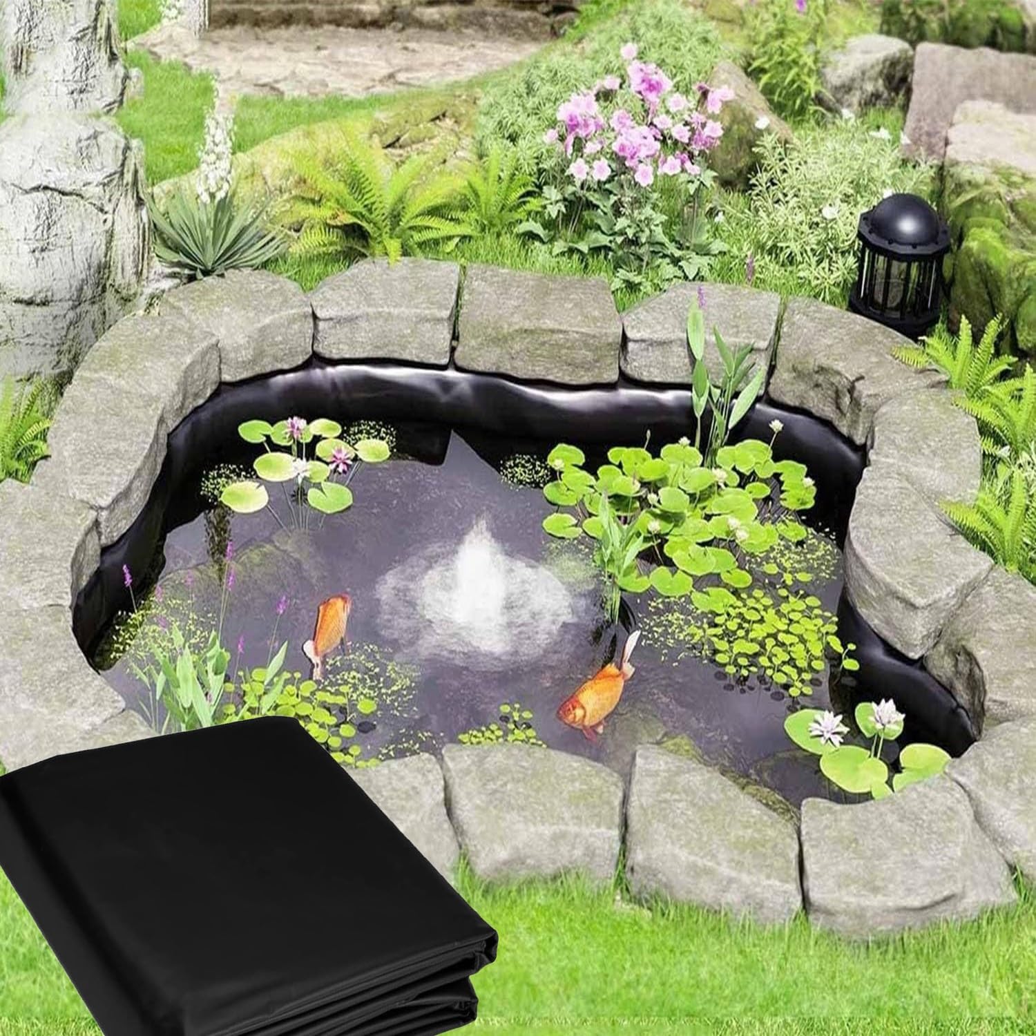Pond Liner for Outdoor Ponds, Pliable Material, Easy Cutting & Uv Resistant, Pond Lining for Fish, Duck, Garden Raised Bed and Waterscape Pond(8 * 8m)