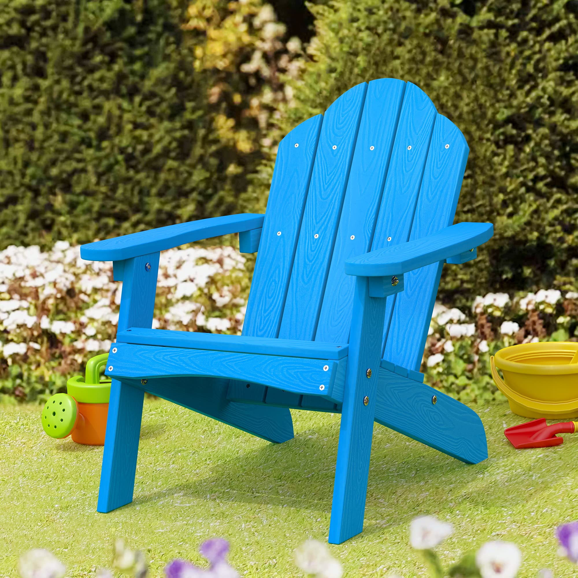 Amazon.com: LUE BONA Kids Blue HDPS Adirondack Chair, Weather