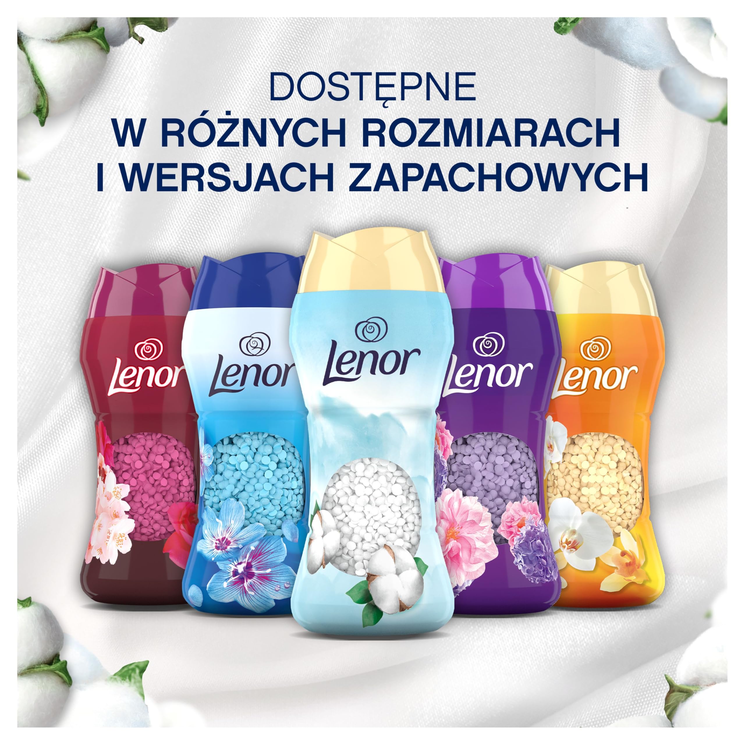 Lenor Cotton Fresh Perełki zapachowe do prania 6x495 g, delikatna świeżość, która trwa