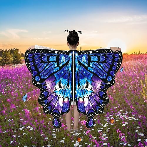 Miniatura 4 de Butterfly Costume Halloween Costumes for Girls Kids, Butterfly Wings Costume Cape Shawl for Girls Fairy Wing
