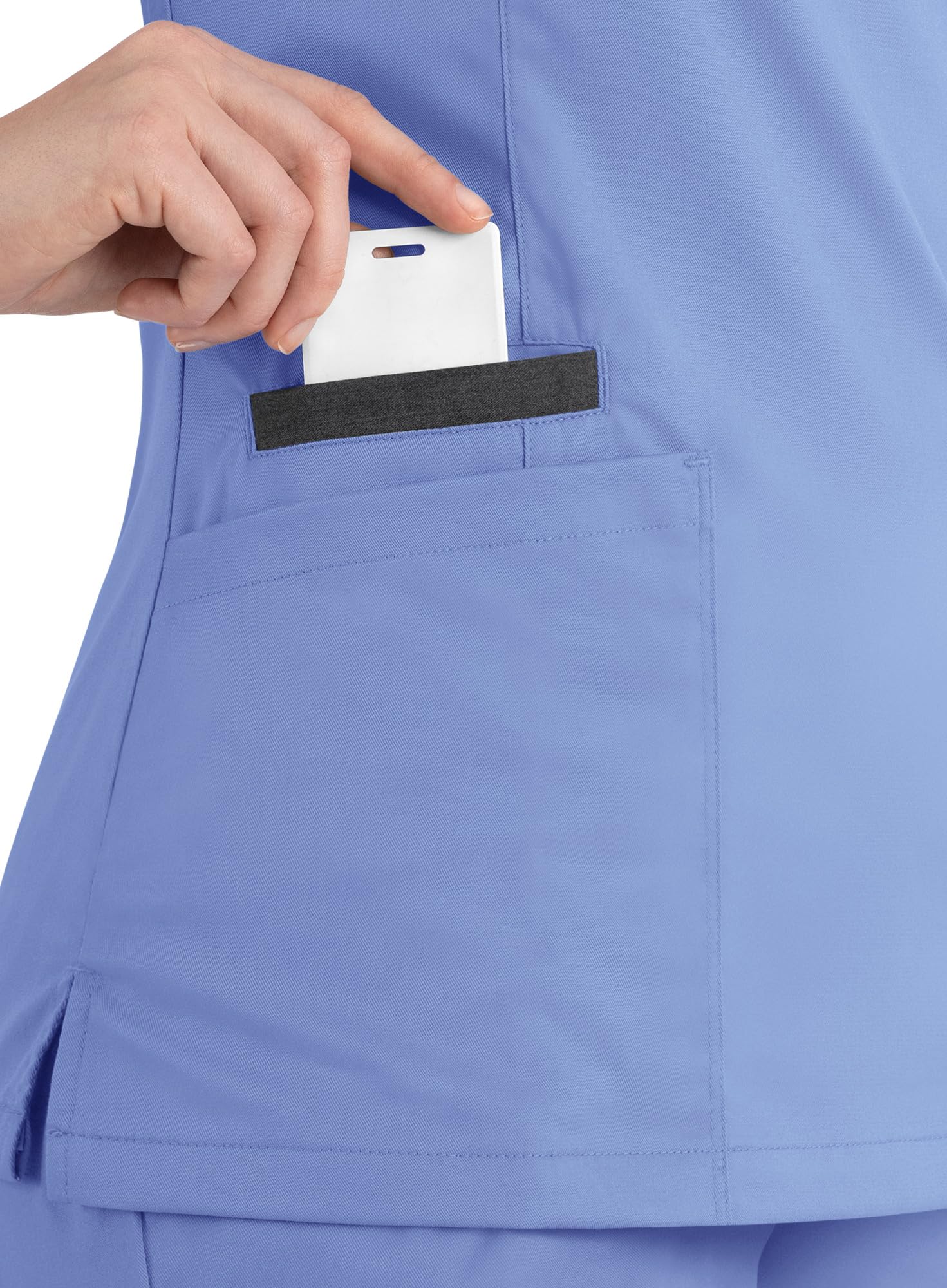 Maevn Matrix Heather Contrast Double V-Neck Scrub Top (Large, Ceil Blue)