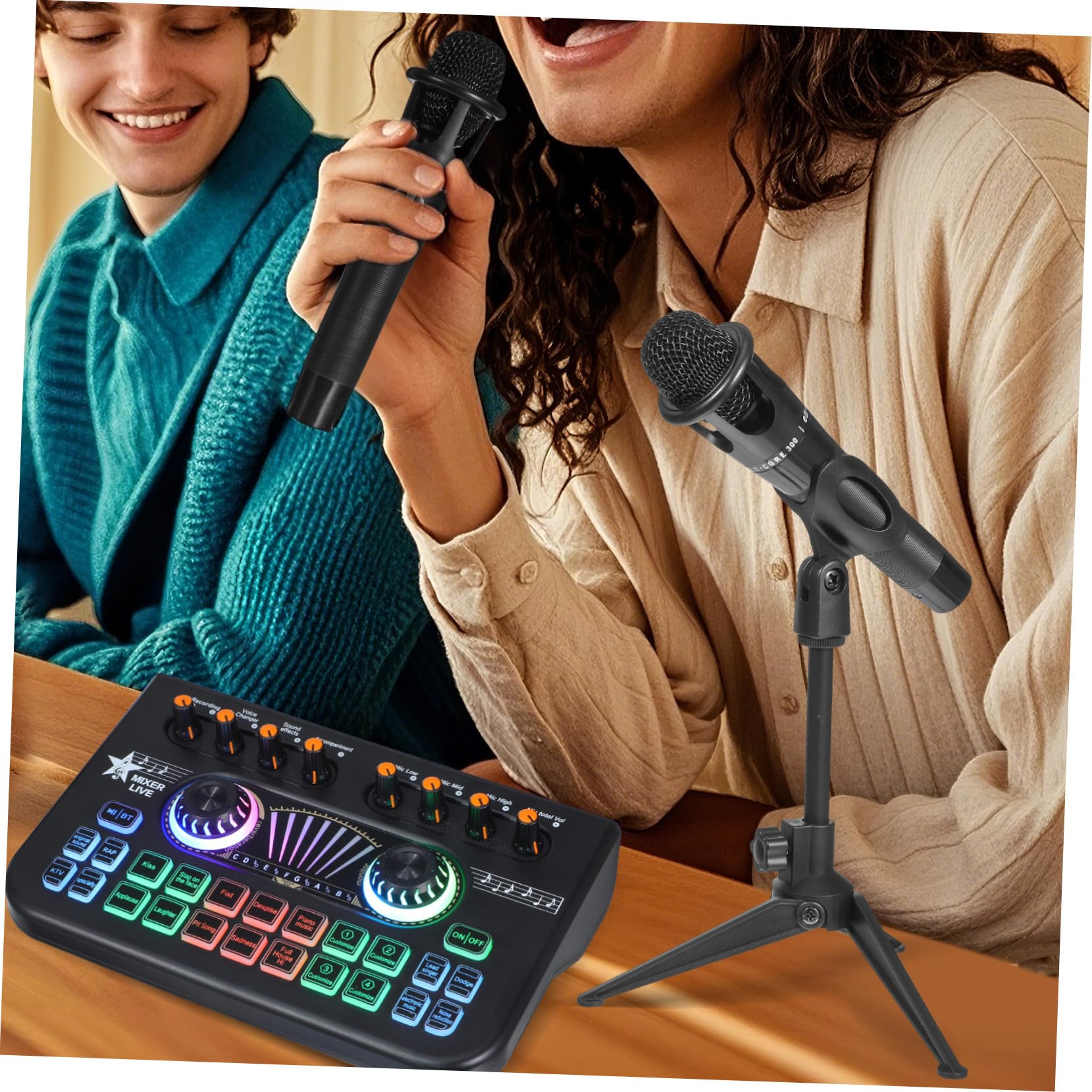 Milisten Podcast Equipment Bundle mit Mikrofonen und Soundkarte Multifunktionales Audio Mixer Board mit Voice Changer für Pc Live Streaming Gaming und Podcast Studio Benutzerfreundliches Dj