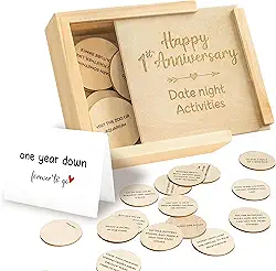 Presentes de aniversário de 1 ano para namorado - 1º presente de aniversário para casal, presente de aniversário de um ano para namorada ele e ela homens, primeiro casamento para marido esposa, caixa noturna de data de madeira