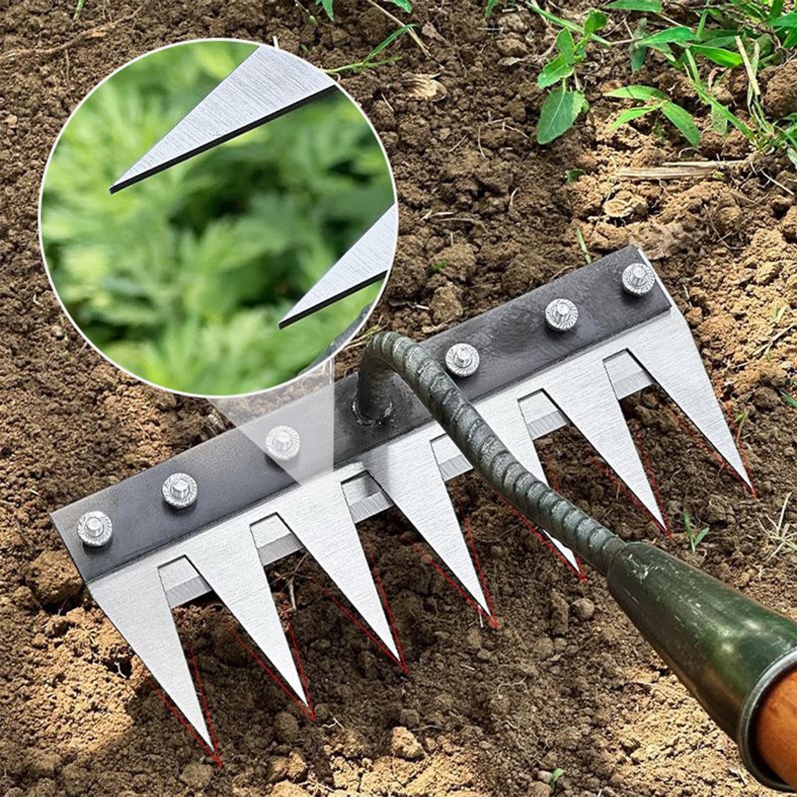 Rastrello Ferro Giardinaggio RASTRELLO IN FERRO 2.0 PER DISERBO E GIARDINAGGIO - ACCIAIO AL CARBONIO, 5/6/7/8 DENTI Acciaio Carbonio Giardinaggio - 12