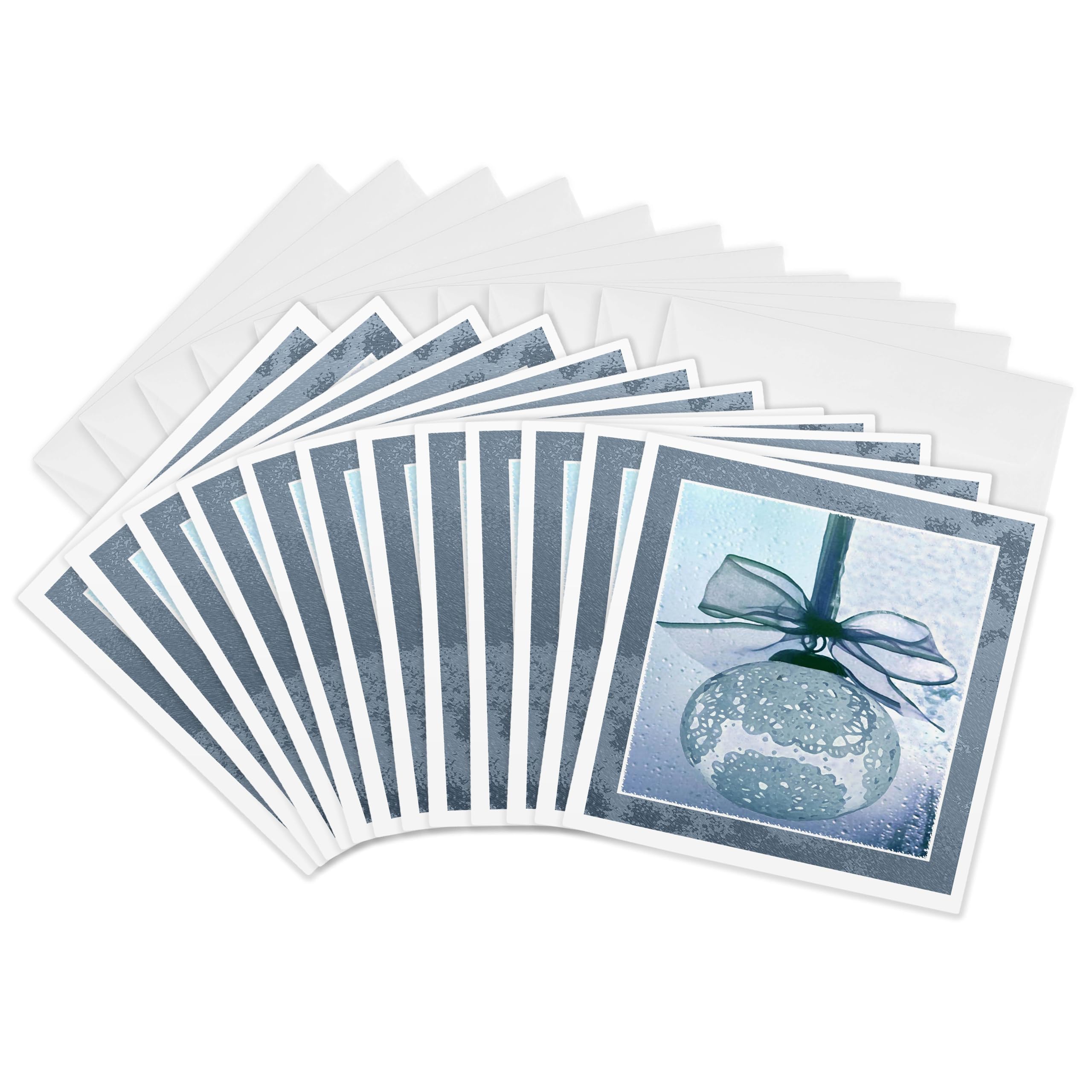 3Drose Blue Lace Ornament - Greeting Cards, 6 by 6-inches, Set of 12 (gc_34181_2)