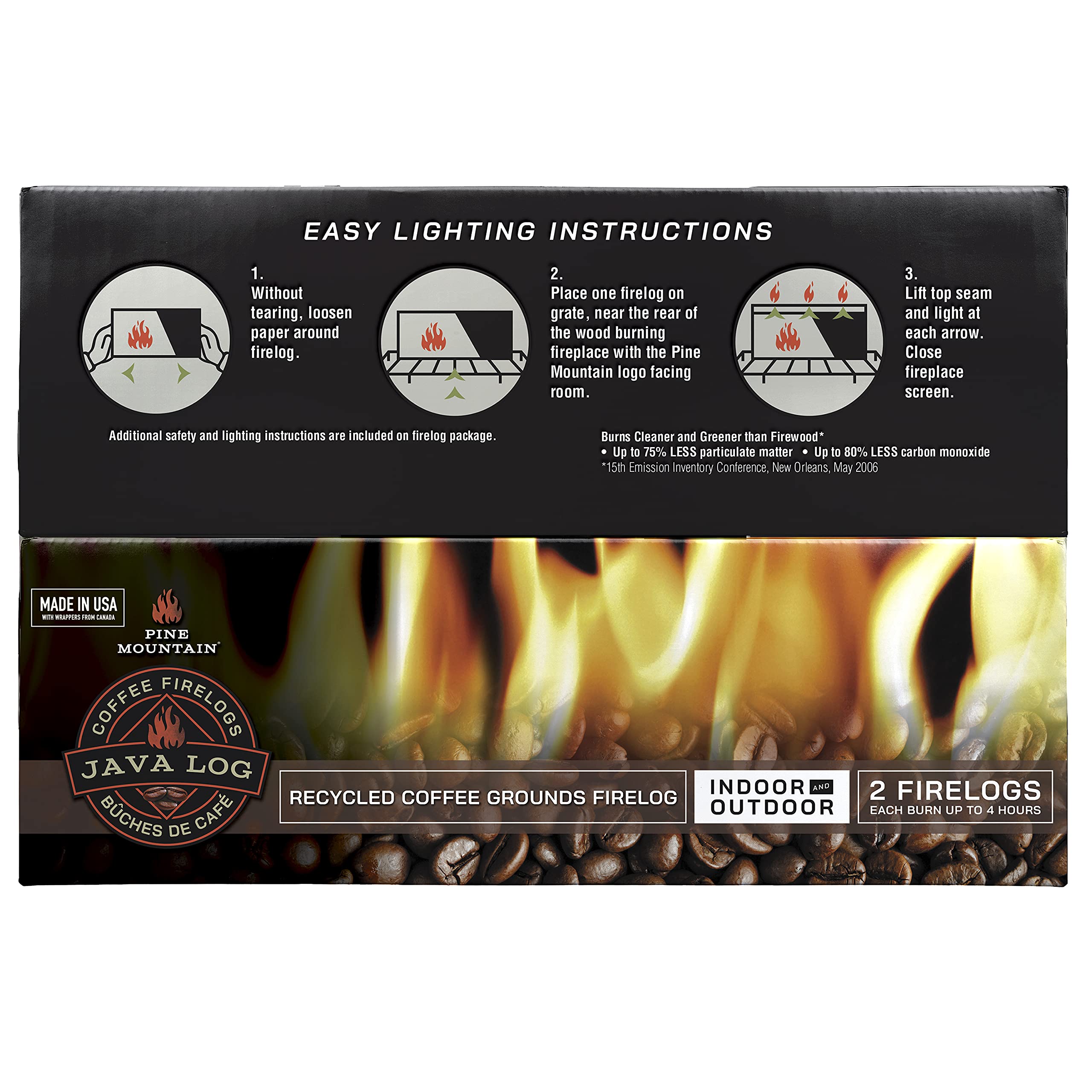 Pine Mountain Java, Easy Starter Logs Long Burning Firelog for Fireplace,  Campfire, Fire Pit, Indoor u0026 Outdoor Use, 2 Pack : Amazon.ca: Patio, Lawn u0026  Garden