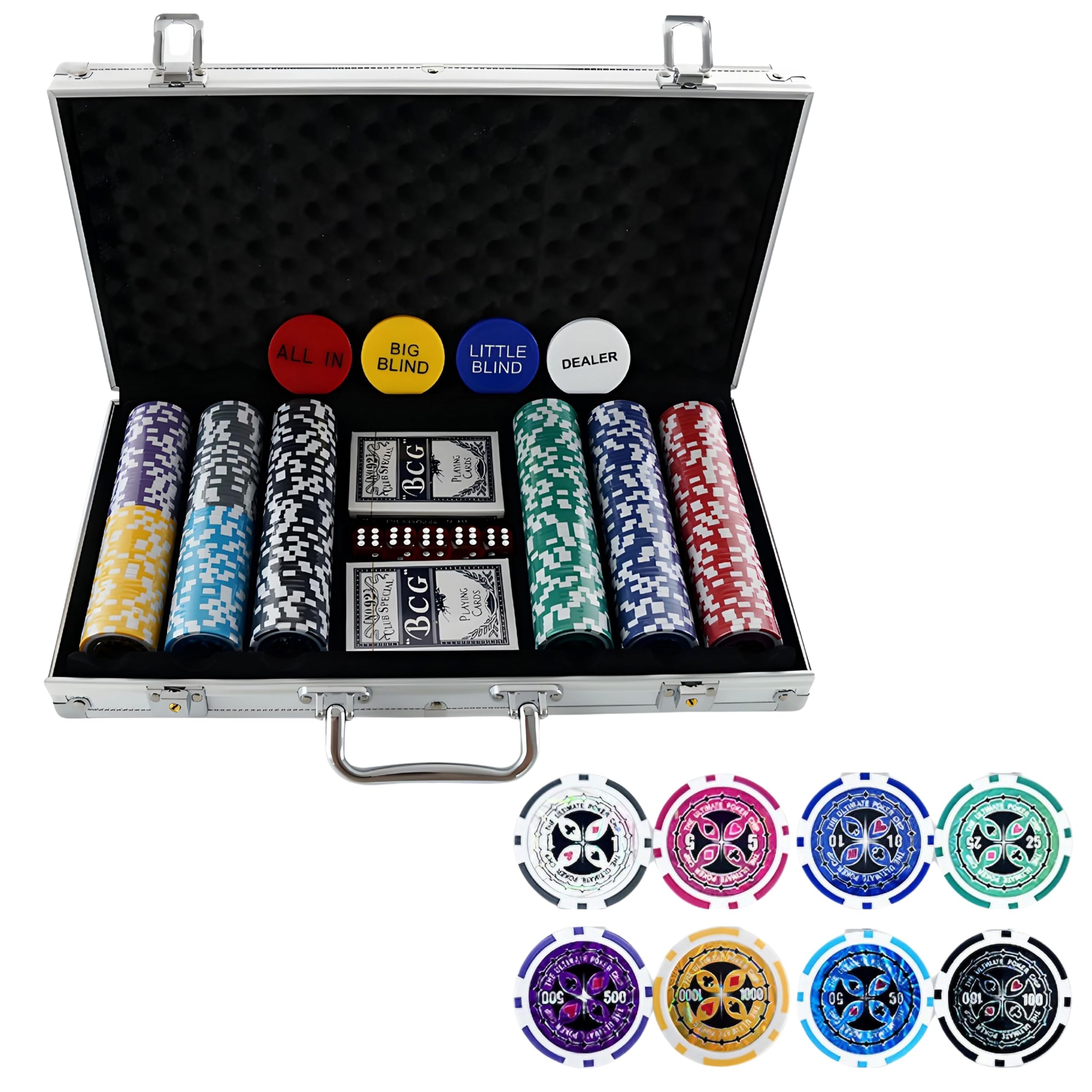 Amazon | East Leaf ポーカーチップ カジノチップ 8種300枚 アルミ