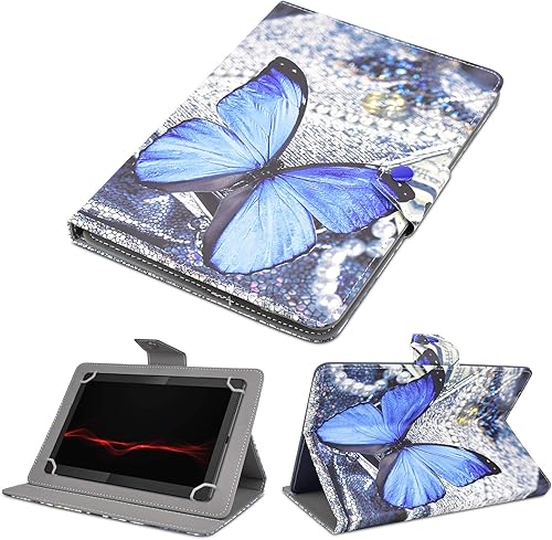 Miniatura 6 de DETUOSI Funda universal para tablet de 10.1 pulgadas, funda para tablet de 10 pulgadas, funda protectora portátil de piel con soporte de cuero con 4