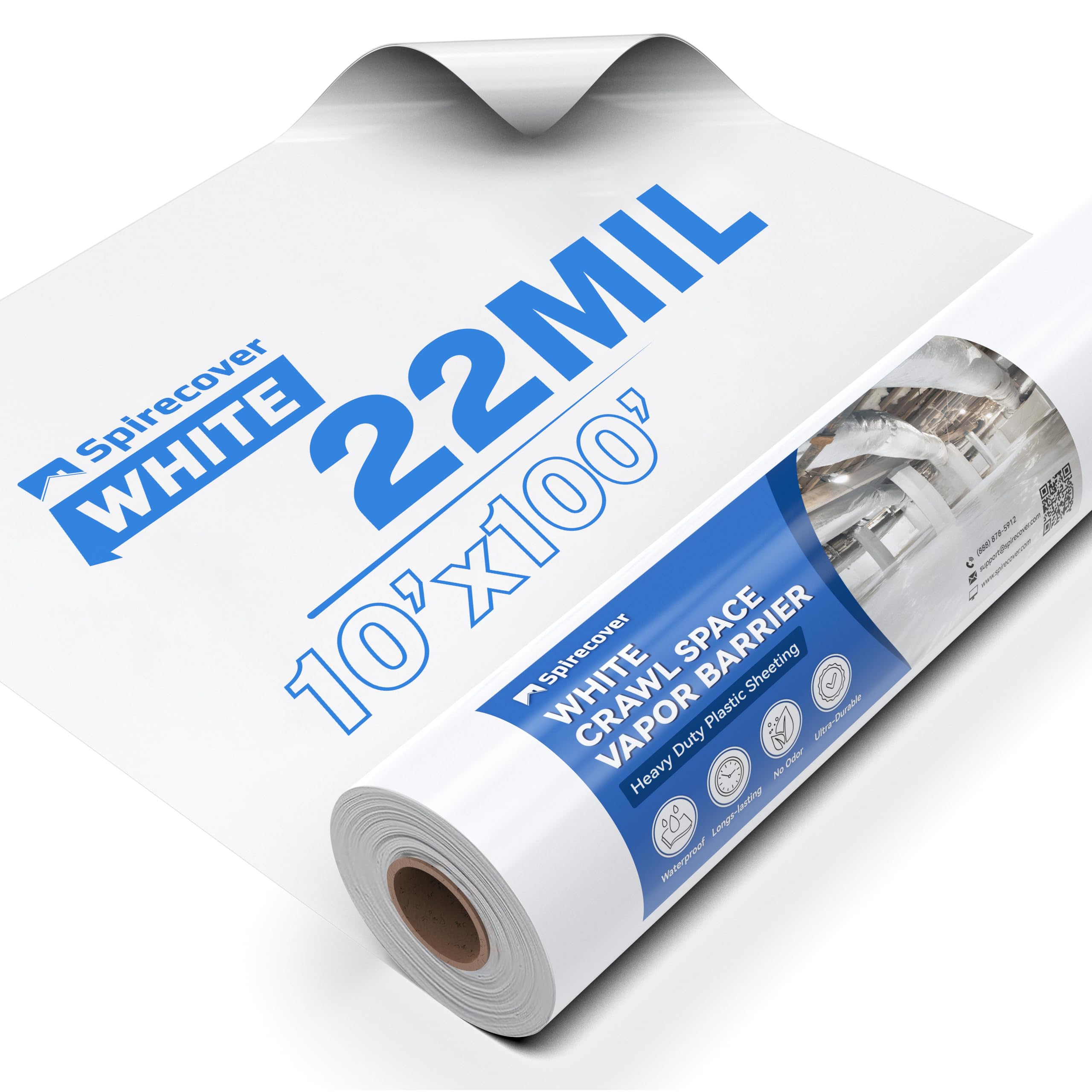 Photo 1 of Spirecover 22 Mil Crawlspace Vapor Barrier - 10'x100' White Plastic Sheeting