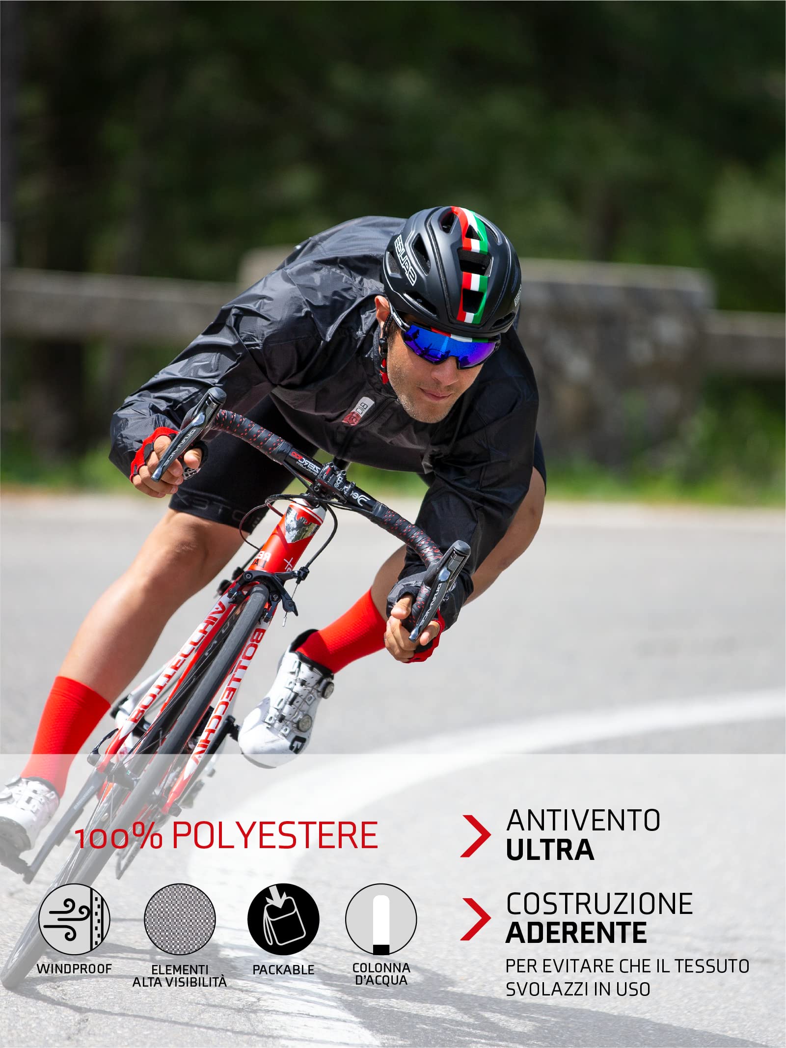 BIOTEX Mantellina X-Light Unisex Antivento e Traspirante, Giacca Traspirante e Ripiegabile per Ciclismo e Running
