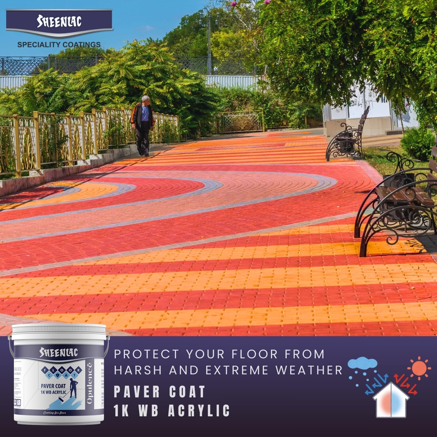 SHEENLAC Paver Coat 1K – Cardinal Red, 4 L | Water-Based Acrylic Floor Coating & Protective Sealant for Concrete and Paver Surfaces 3