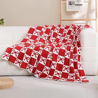 YIRUIO Red Checkered Throw Blanket, 60x80 Inches