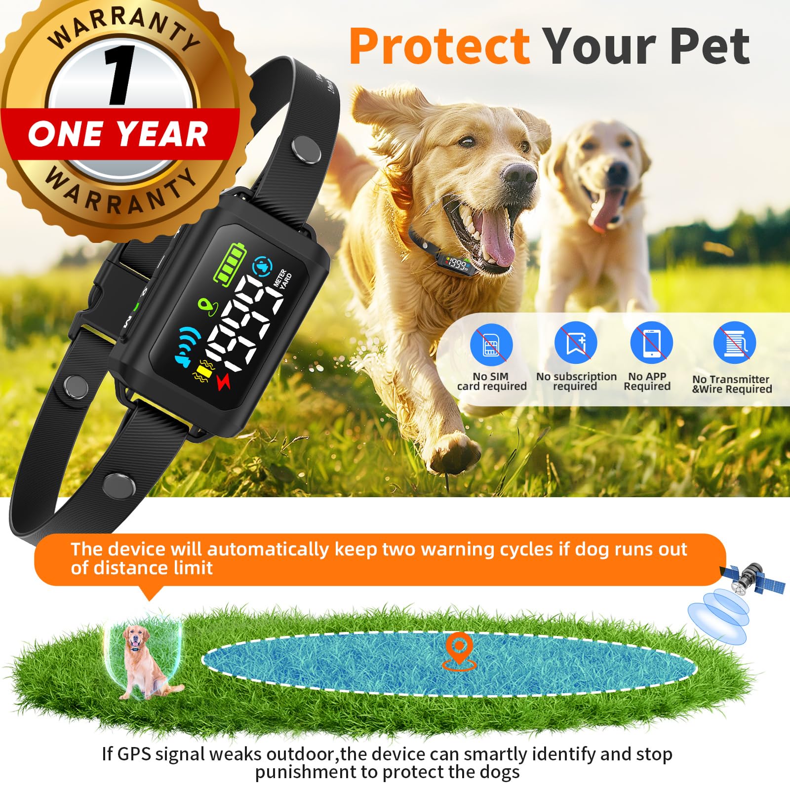 GPS Wireless Dog Fence - No Monthly Fee, Waterproof Pet Containment System with Smart Shock Collar - Safe GPS Tracker for Dogs - Adjustable, Rechargeable, Easy Setup - image 4