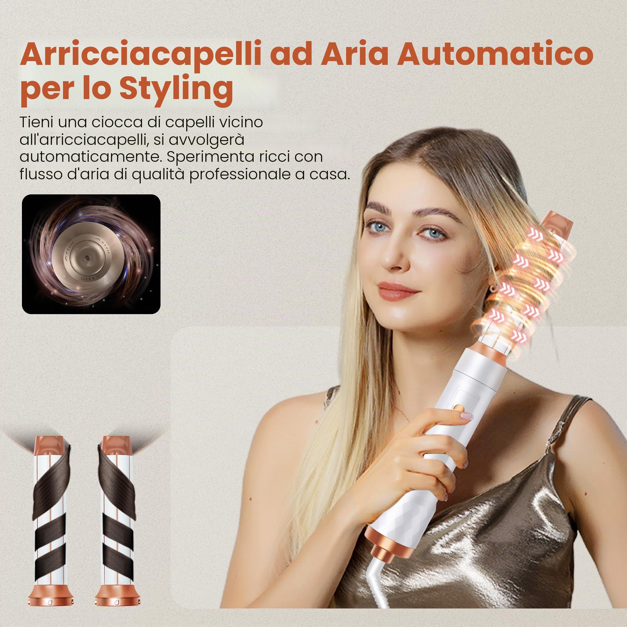 Asciugacapelli 5 in 1 Hair Styler, Air Styler Phone 5 in 1 Multifunzione Phon Capelli,Spazzola Asciugacapelli Per Dare Volume Ai Capelli, Lisciare, Arricciare, Ioni Air Curler Brush,Strumenti Capelli