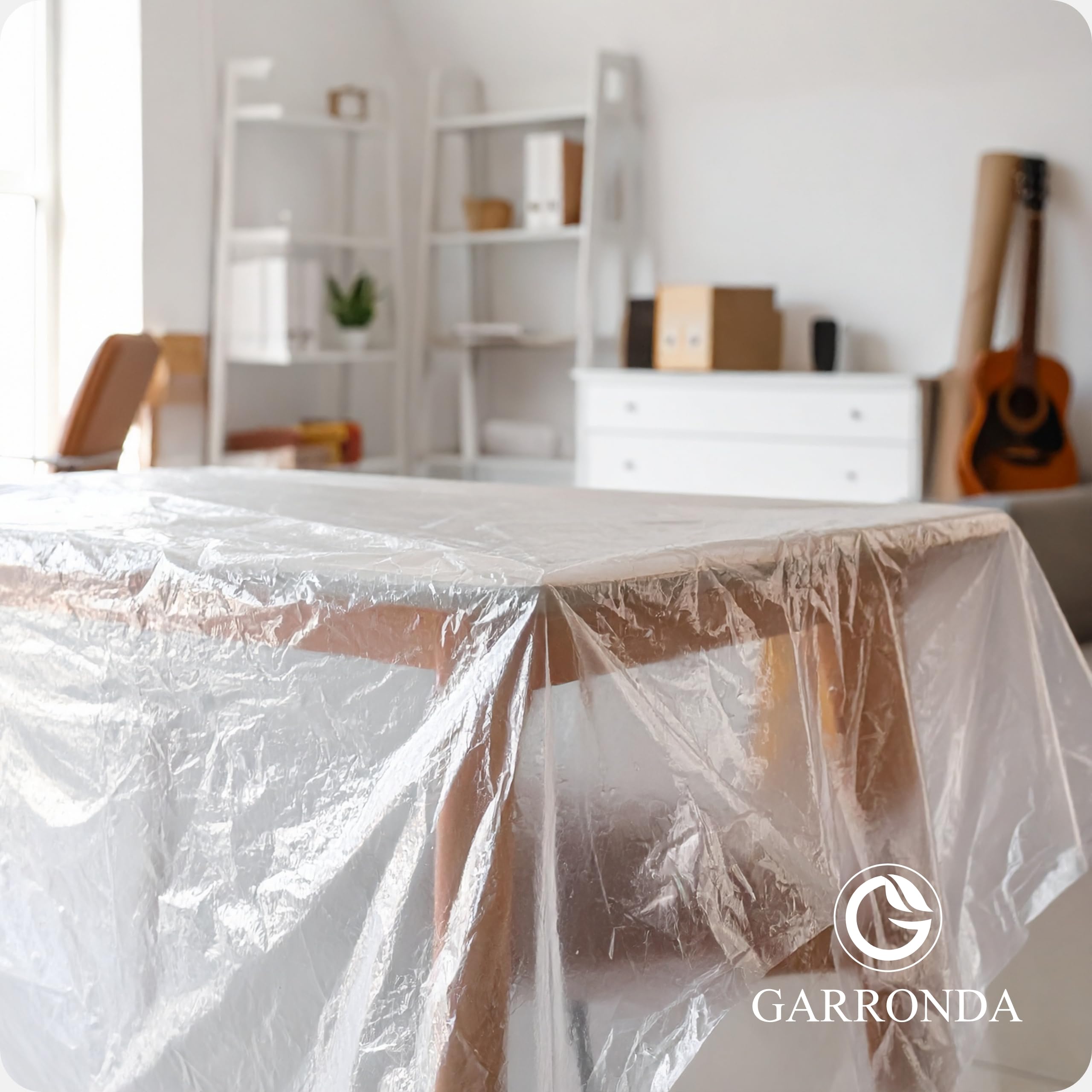 Garronda Telo per Imbiancare 4x5 m, 6 pezzi, Multiuso Teli per imbiancare HDPE 5 micron, Telo copritutto da esterno per pittura e lavori, trasparente, coperture, GD-0166