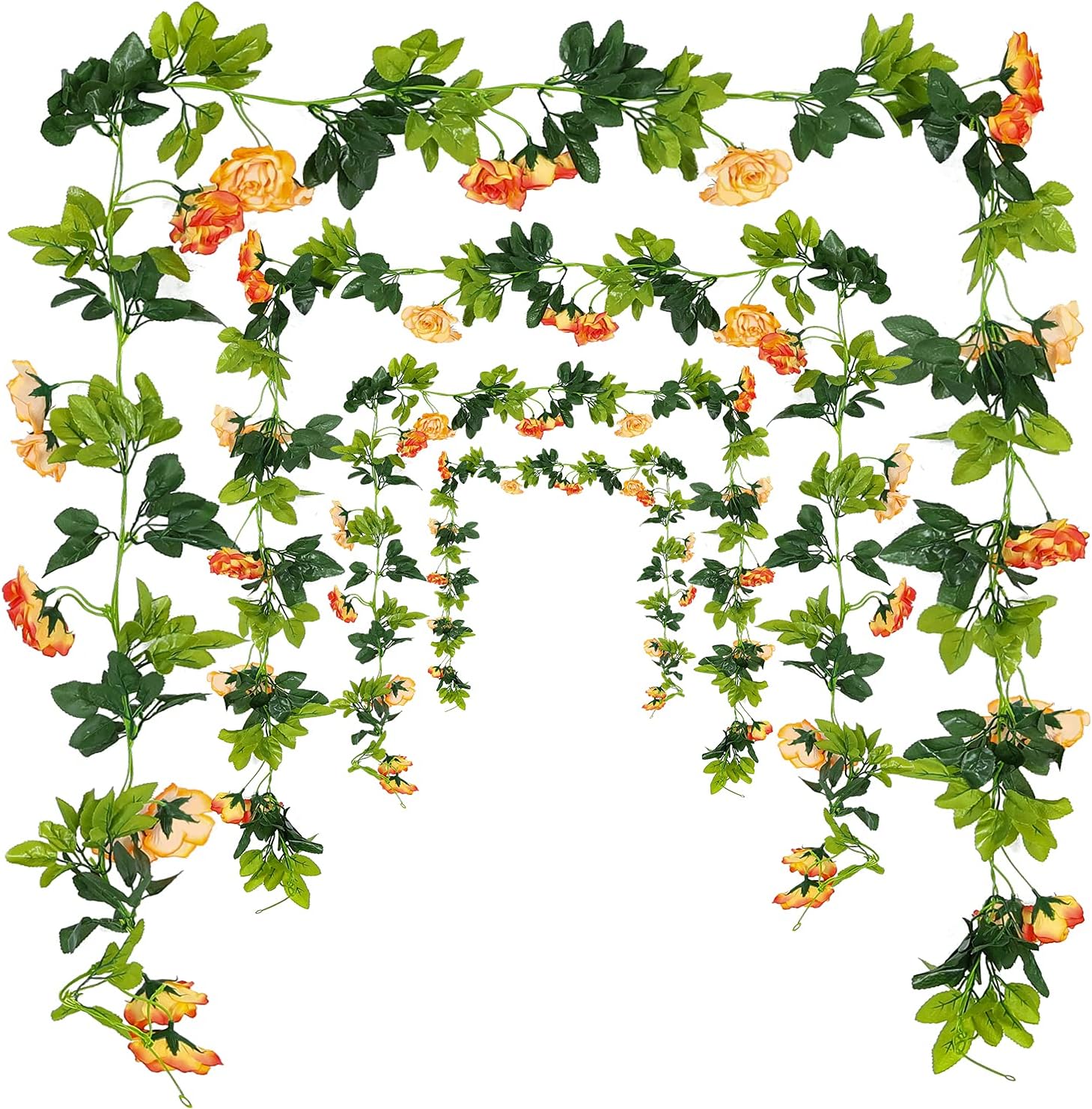 JUSTOYOU 2 Pack (15.8FT) Fake Rose Garland, Artificial Rose Vines Flowers Hanging Silk Rose Vine Wedding Home Backdrop Party Arch Arrangement Decoration - Image 4