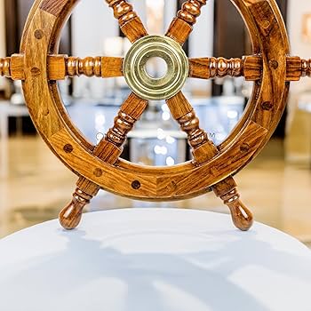 Nagina International 船の舵 18インチ　インテリア Amazon.com: Nagina International Nautical Handcrafted Wooden