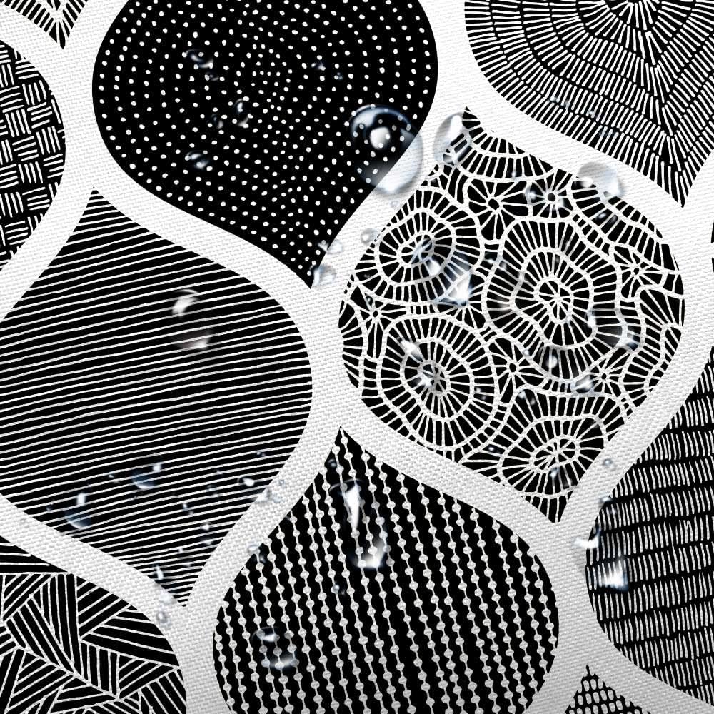 JAWO Black and White Shower Curtain for Bathroom, Bohemian Chic Geometric Pattern Modern Paisley Fabric Shower Curtains Set, Abstract Bohemia Restroom Decor Accessories with Hooks 72X75Inches