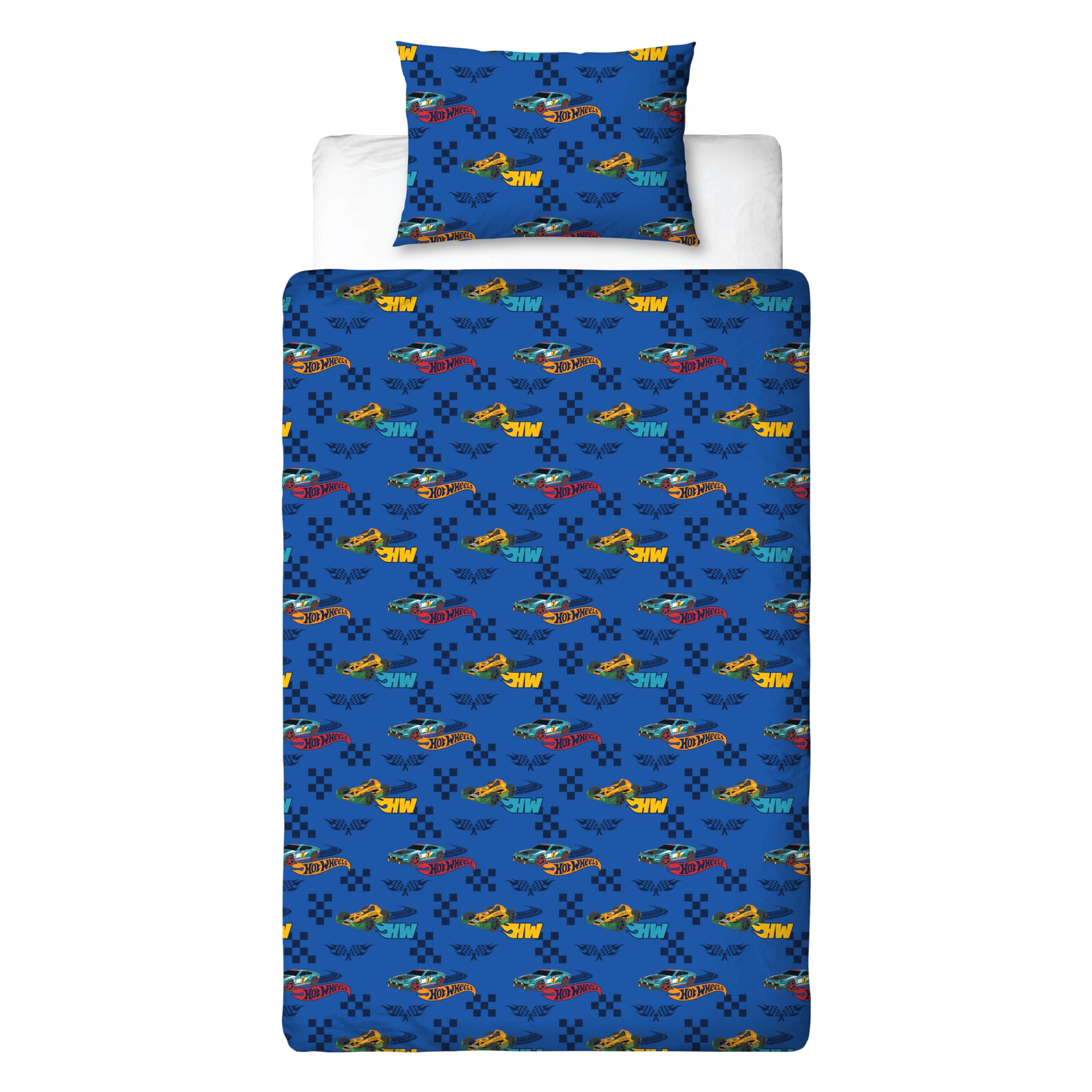 Hot Wheels Set Copripiumino Singolo Ufficiale | Design Motorway | Copripiumino Reversibile 2 Lati Incluso Federa Coordinata | Perfetto per Camerette Bambini | Polcotone