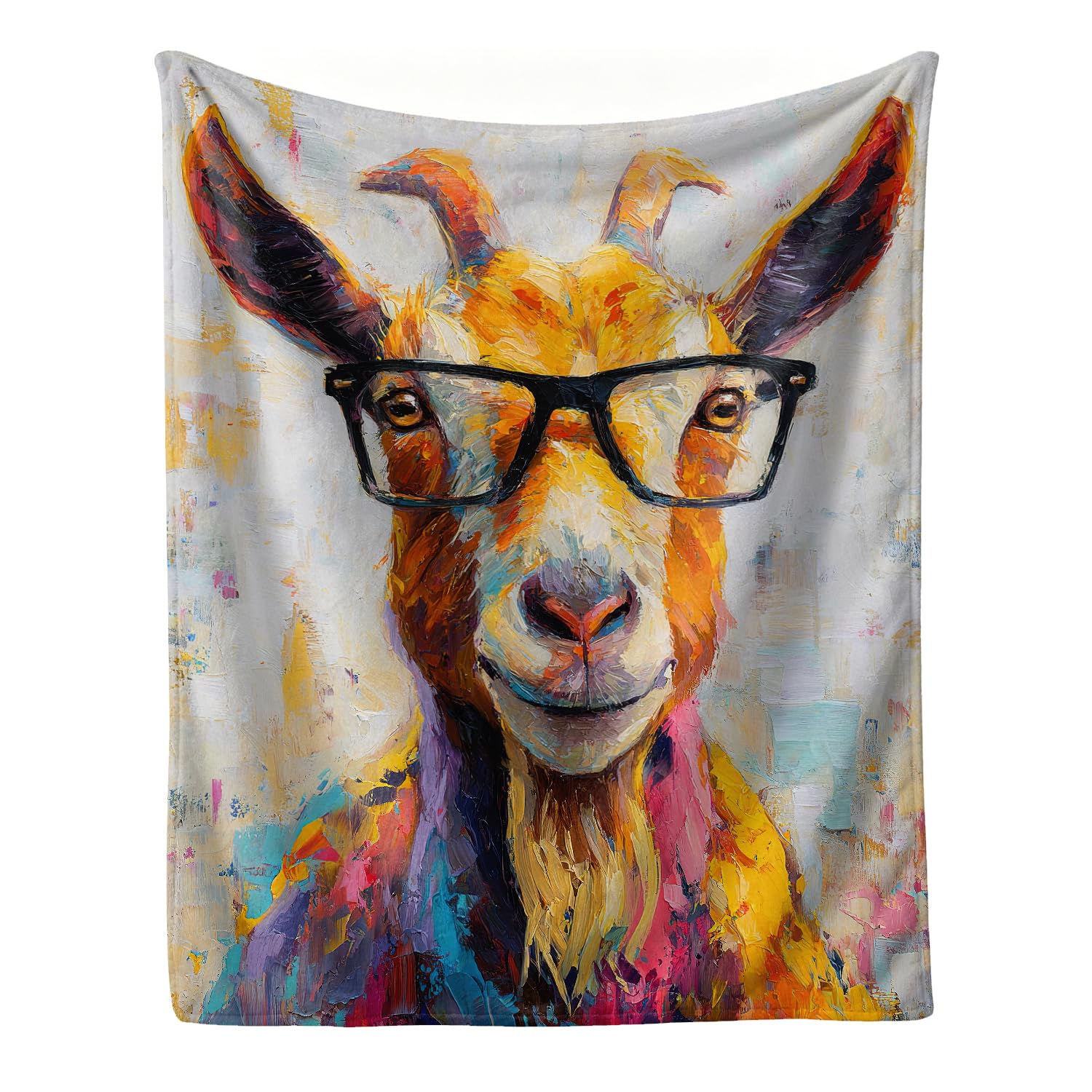 Graffiti Goat Throw Blanket Pop Art Farmhouse Goats Soft Plush 40''X50''