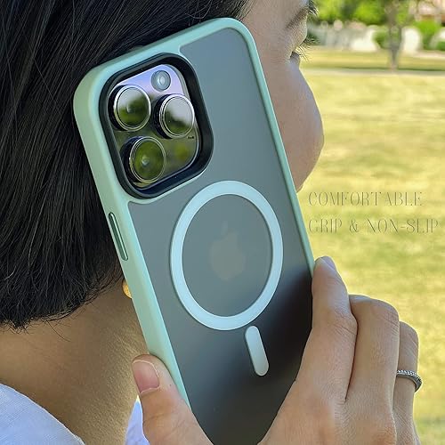 Miniatura 5 de Funda compatible con iPhone 14 Pro Max de 6.7 pulgadas, verde claro translúcido, antihuellas, antiarañazos, antideslizante, ultra delgada y