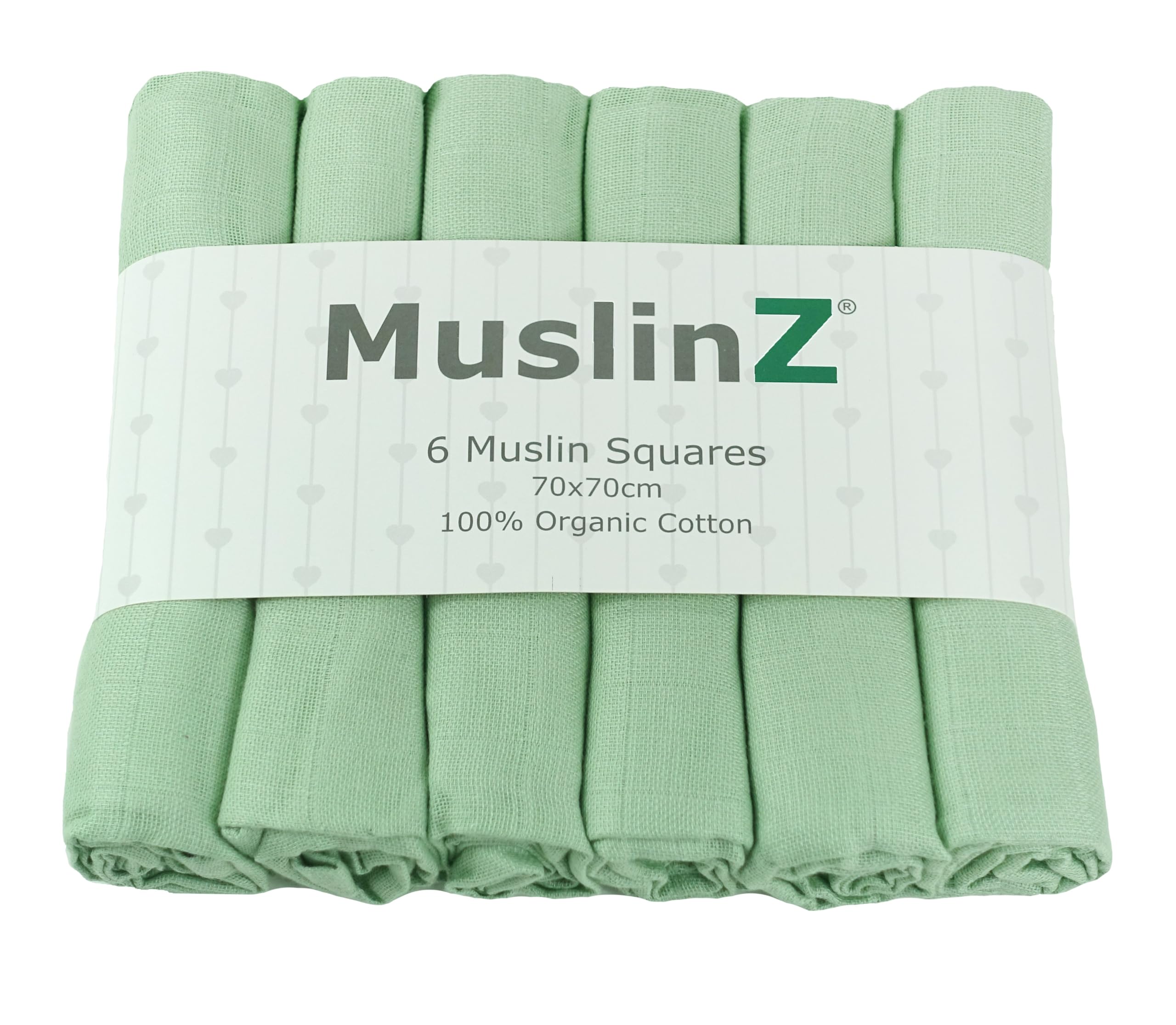 MuslinZ 6 pack Muslin Cloths for Baby, Large Muslin squares, Burp Cloths, Reusable Nappy, 70x70cm -100% Pure Organic Cotton - Absorbent & Breathable - Multi Use Newborn Essential (Sage)
