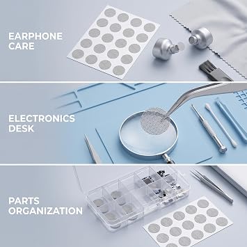 20Pcs/Set Silver Earbuds Filters Earphone Filter Mesh,Earbud and in-Ear Headphones Earphone Protective Filters Earphones Accessories(4mm)