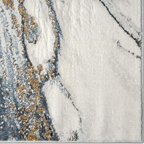 Miniatura 8 de LUXE WEAVERS Francesca Collection 2190 - Alfombra abstracta de mármol azul 8x10