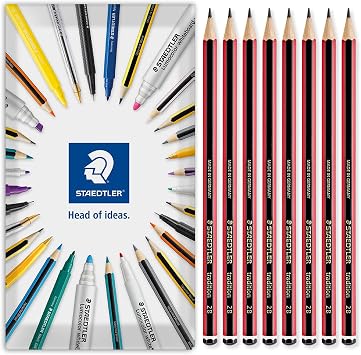 STAEDTLER Tradition Pencil - Drawing, Sketching, Professional Technical Art Pencils in Envelope Gift Packaging - Pack of 8 2B