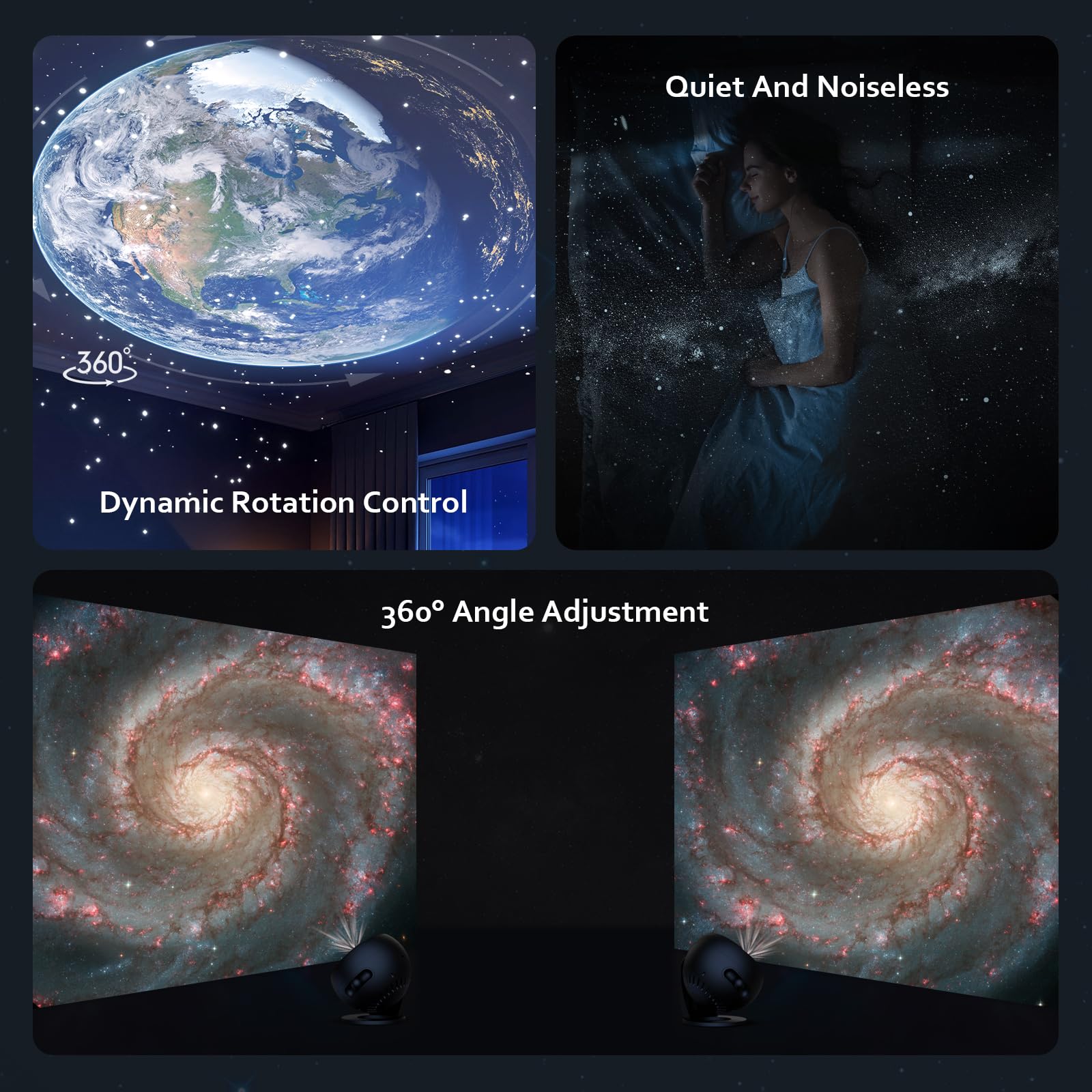 Galaxy Projector, Star Projectors Home Planetarium Space Ceiling Starry Sky Night Light with 3 HD Glass Slides, Galaxy Projector Pro for Kid Adult Bedroom Birthday Gift
