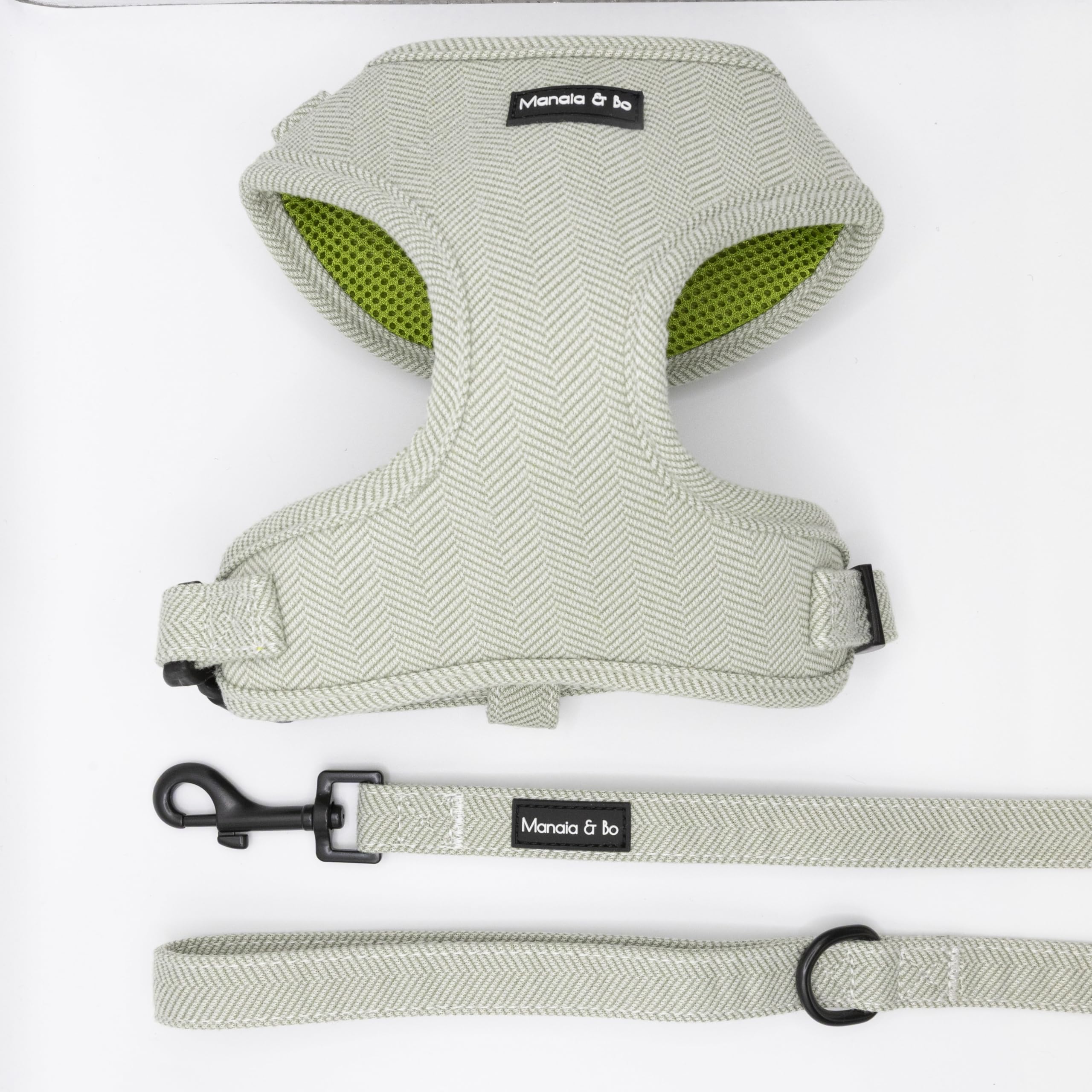 Premium Quality Adjustable Pine Herringbone Tweed Dog Harness Vest with 1.5m x 2cm Fixed Length Lead/Leash | Neck: 29-36cm, Chest: 36-48cm (Extra Small, Harness & Lead) — image 1