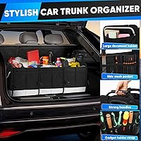 Vista 7 de Simniam Large Car Trunk Organizer - with 5 Compartments Trunk Organizers and Storage SUV, Reinforced Handle, Securing Straps, Trunk Organizer
