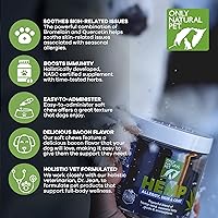 Vista 2 de Only Natural Pet Alergia, piel y pelaje masticables suaves de cáñamo, mordeduras inmunitarias para perros, suplemento Omega 3, golosinas calmantes