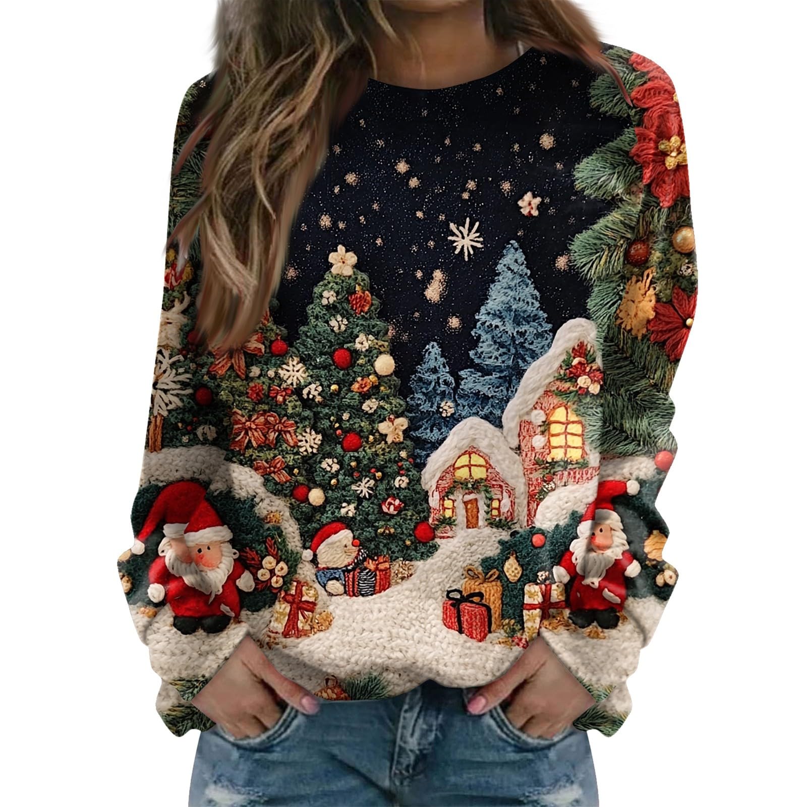 Sweat Femme Beau Pull'de Moche Longue Jumper Rigolo Renne Pull Sweater Sweat Sweater Femme Chic Women Hiver Top