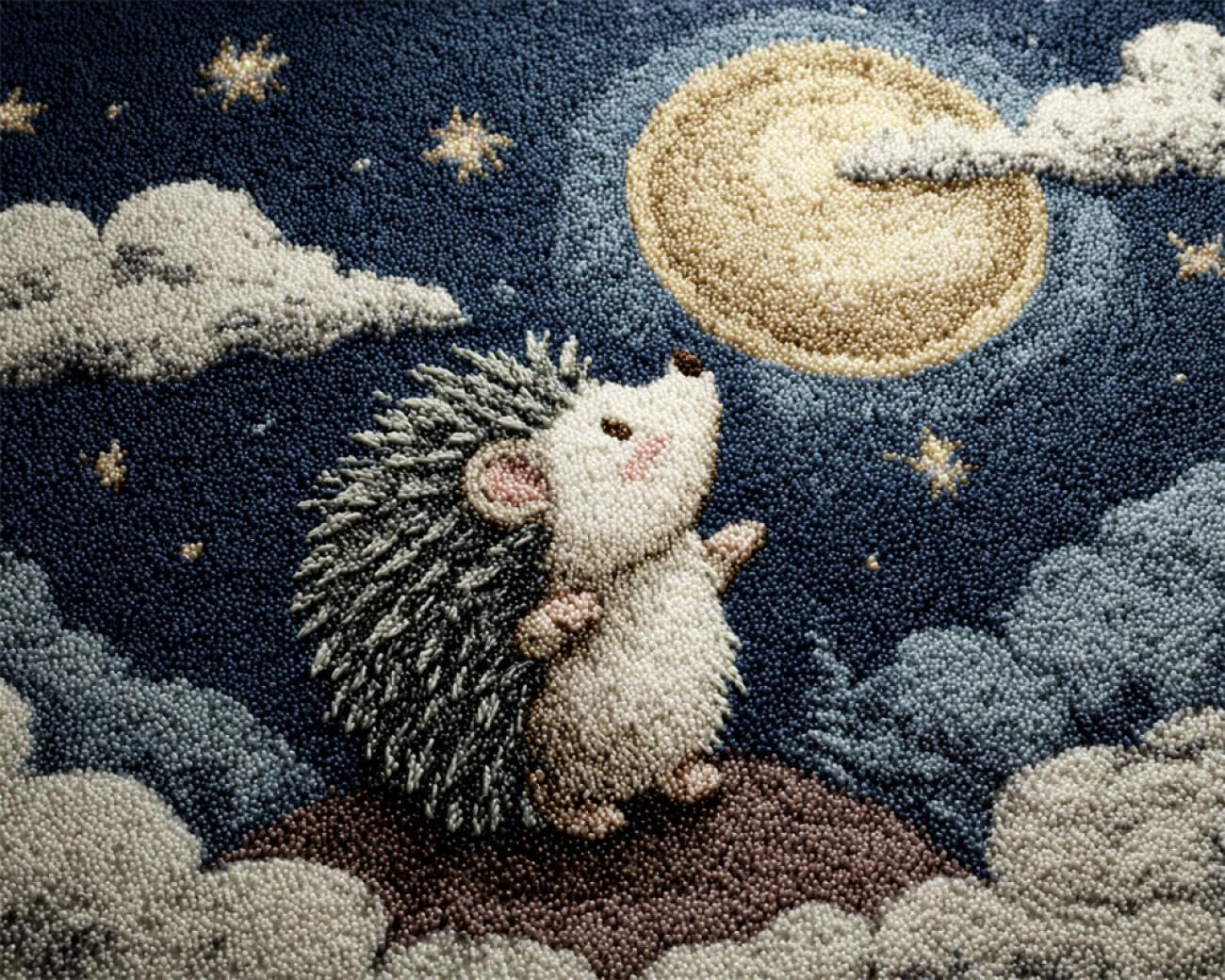 AMBATTERY Animal Rug Making Kit Cartoon Hedgehog DIY Rug Making Kit for Adults，Cross Stitch Kits Carpet Needlework for Beginners Home Decor 21x29in