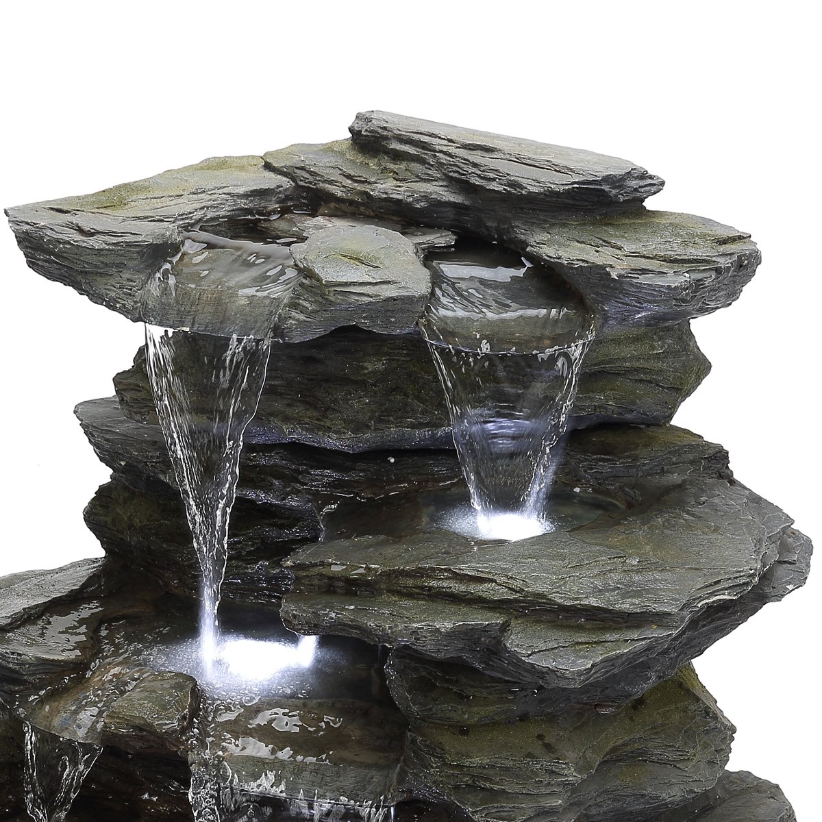 Köhko Fontaine de Jardin en Pierre Naturelle avec éclairage LED