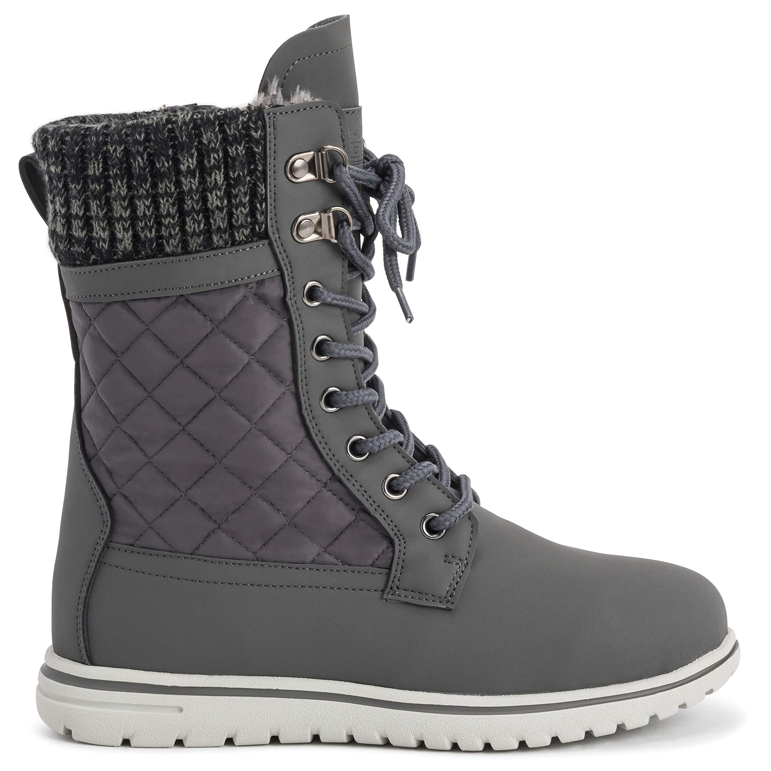 Polar Boot Womens Quilted Short Snow Winter Faux Fur Warm Durable Waterproof Boots - 9 - GRE42 AYC0526