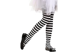 Fun Costumes Girls Black/White Striped Leggings