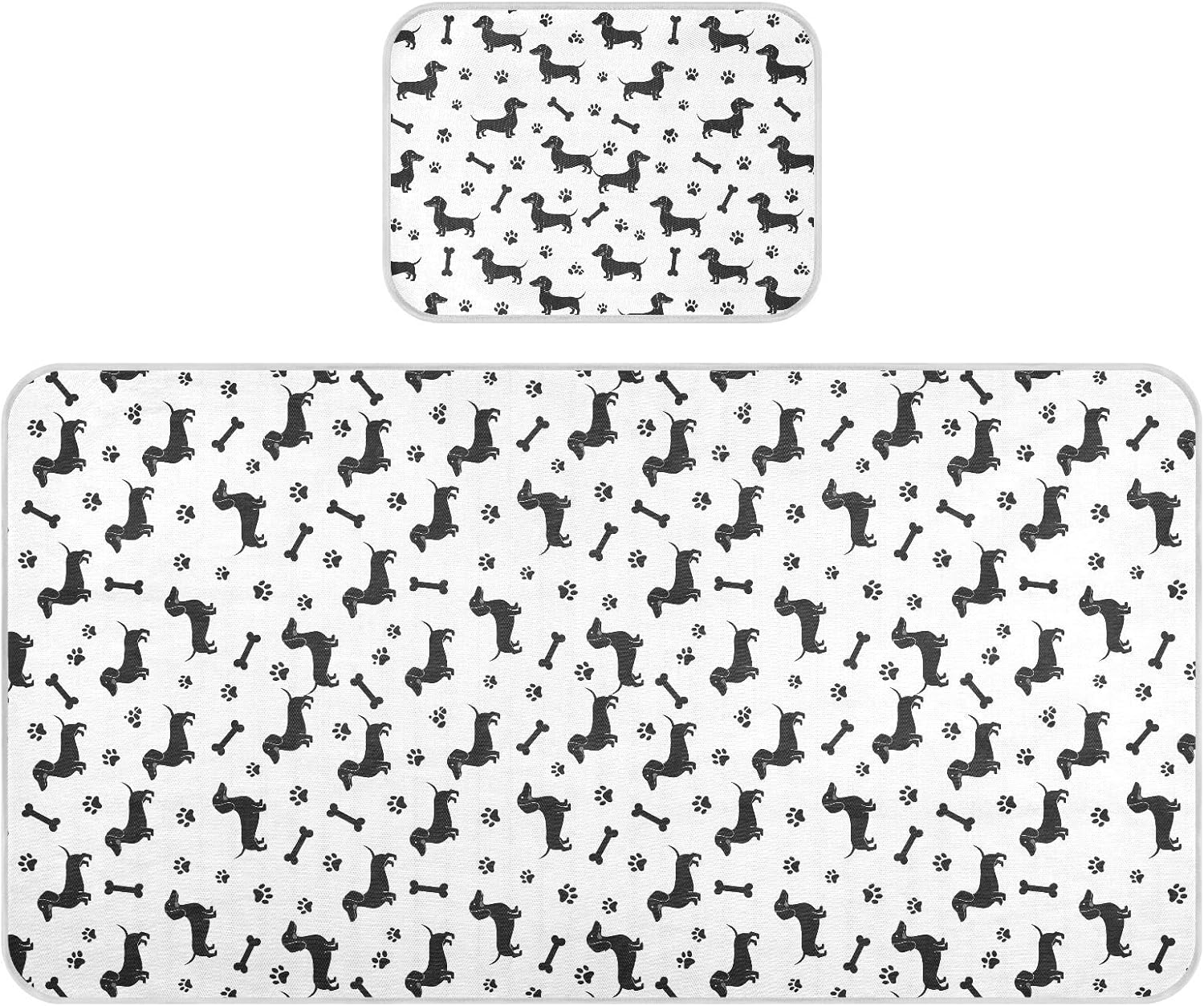 Baby Cooling Mat Black Dog Silhouettes Ice Silk Breathable Mesh Summer Crib Mattress Pad with Pillowcase, Soft Cooling Sleeping Surface for Infant & Toddler, 52"x28"