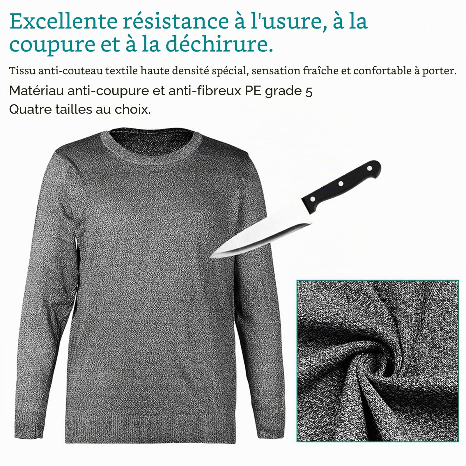 Niveau 5 Vêtements de Protection à Manches Longues, Robustes, Résistants aux coupures, Gants de sécurité résistants aux coupures, équipement de Protection pour Les Travaux de Sécurité (M)